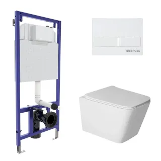 Комплект Berges 043397: инсталляция NOVUM кнопка L1 белая унитаз Sigma Rimless сидение дюропласт быстросъём